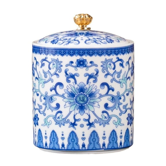 Ceramic Salt Cellar with Airtight Lid, Vintage Floral Spice Jar for Countertop, Kitchen Storage Container 7.5*10cm