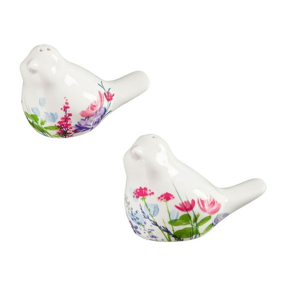 Ceramic Salt & Pepper Shakers Set, Cottage Charm Birds