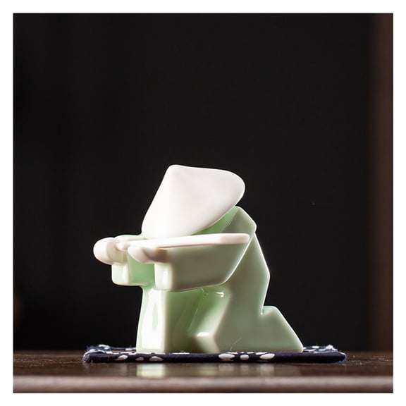 Ceramic Samurai Incense Holder & Tea Pet, Terracotta Zen Statue Decor