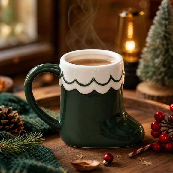 Ceramic Santa Boot Mug, Holiday Coffee Cup Set, Funny Mugs Gifts for Christmas,Novelty Ceramic Coffee Mug, X-mas Presents, Christmas Funny Gifts, Funny Gifts