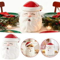 Ceramic Santa Claus Cookie Jar with Lid for Holiday Treats Storage, Festive Kitchen & Dining Decor, Large Capacity Food Container for Cookies Candy Snacks Spices