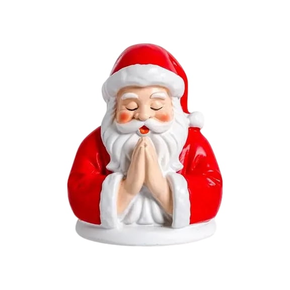 Ceramic Santa Claus Figurine Holiday Decoration with Praying Hands Festive Ornament for Home Office Tabletop Display