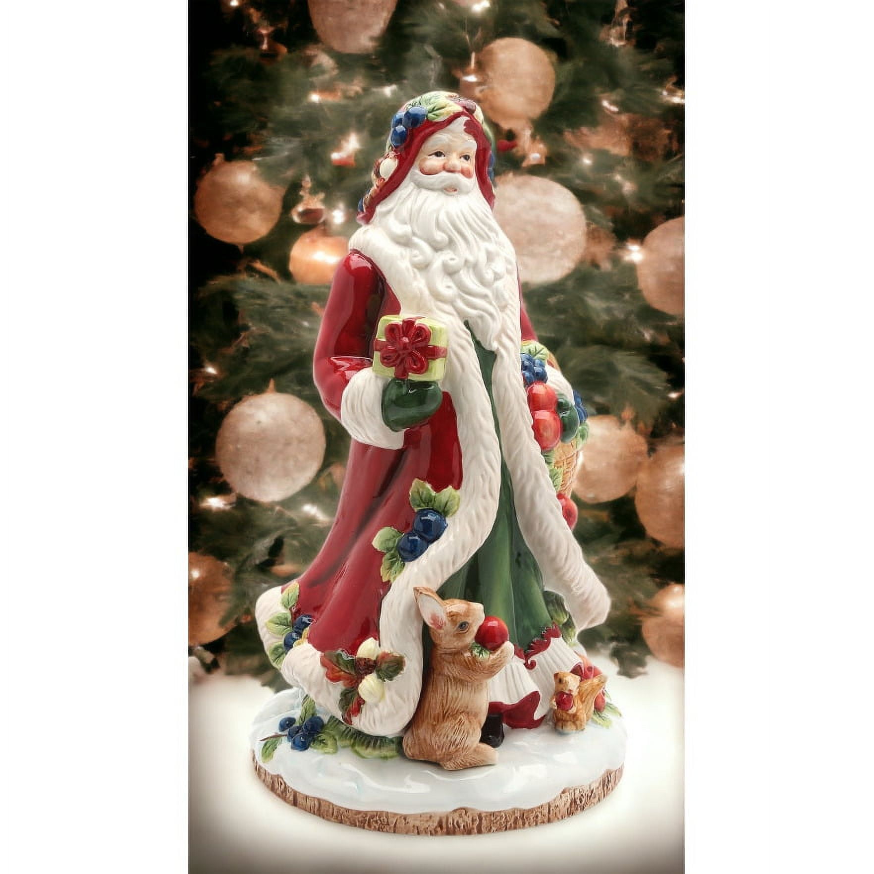 Festive 14-Inch Ceramic Santa Figurine with Animals