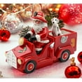 thumbnail image 1 of Ceramic Santa Firetruck Salt and Pepper Shakers Set of 3 Holiday Decor Gift, 1 of 3