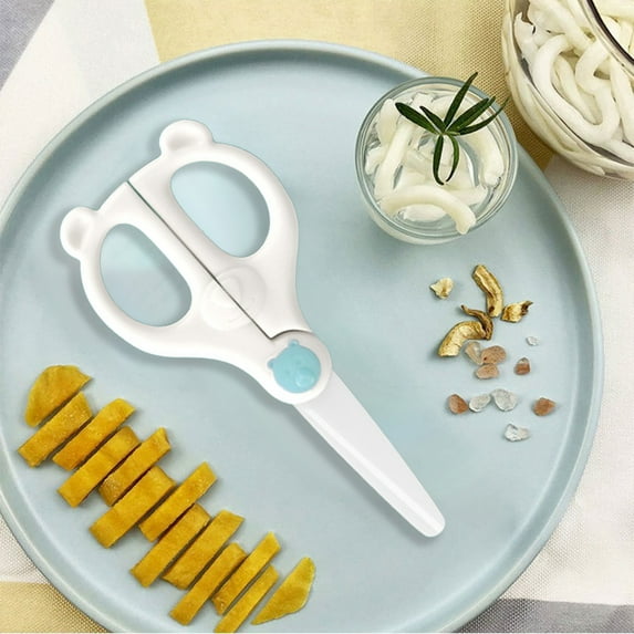 Ceramic Scissors Under 5 ! Kadlawus PortableKidsKitchen Scissors, Safe Food Scissors forBabyandChildrenFood Preparation, Easy to Clean with ABS Handle