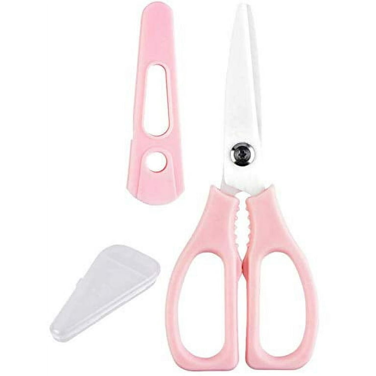Ceramic Scissors,Healthy Baby Food Scissors with Cover Portable Shears  (Pink) 