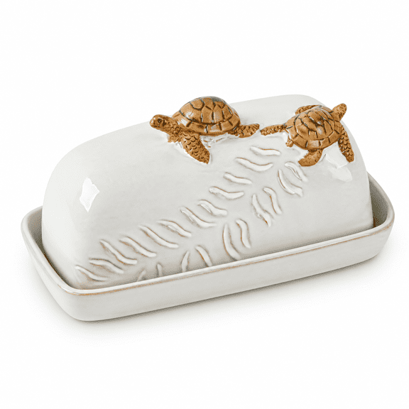 Ceramic Sea Turtle Covereder Dish White Keeper With Lid