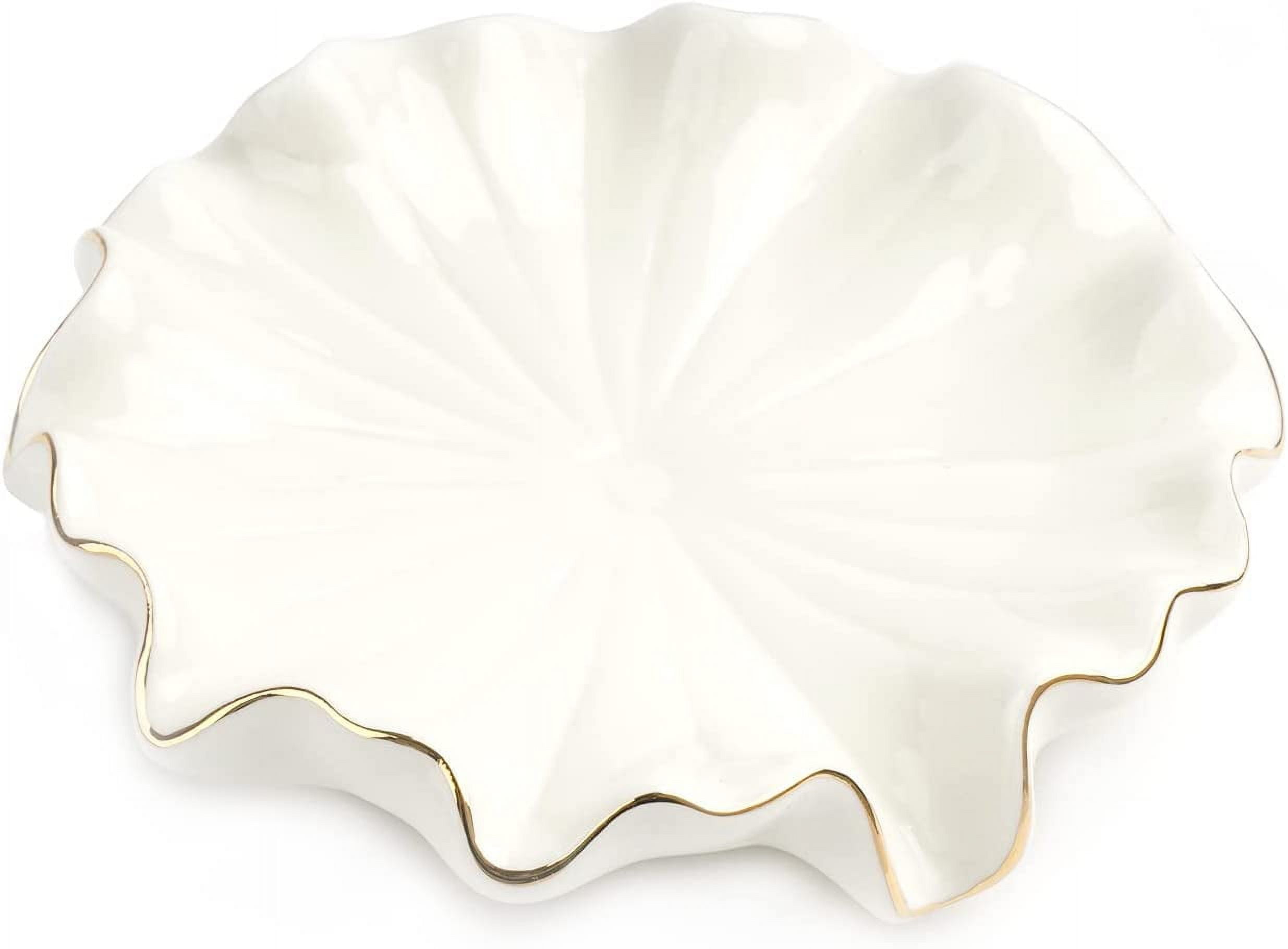 Ceramic Self Draining Soap Dish White Lotus Leaf Soap Holder Waterfall ...