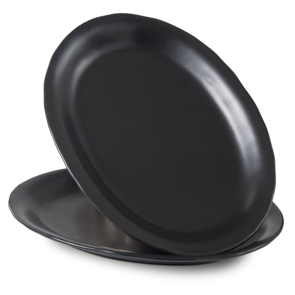 Ceramic Serving Platters, 13.7 Inch Large Oval Serving Trays, Set of 2, Matte Black