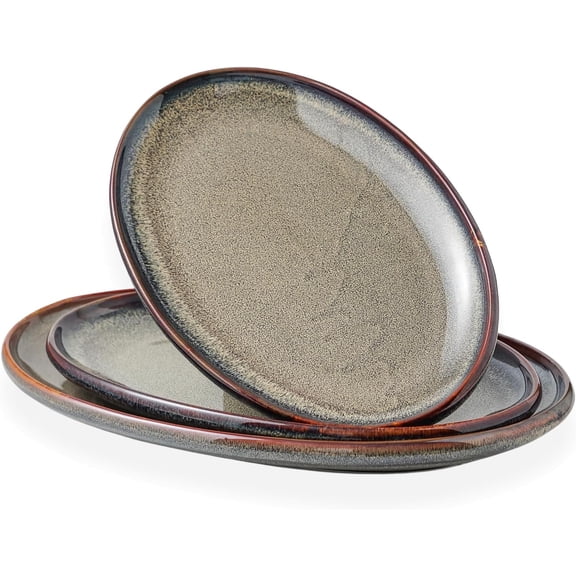 Ceramic  Serving Platters- Set of 3 Oval Platters for Entertaining. Modern Kitchen Dishes for Dinner, Fruit, Salad, Turkey, etc. Oven, Dishwasher Safe