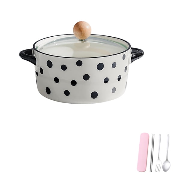 Ceramic Serving Soup Tureen Bowls With Glass Lid, Large Capacity For Home Kitchen Countertop Decoration, Microwave And Dishwasher Safe