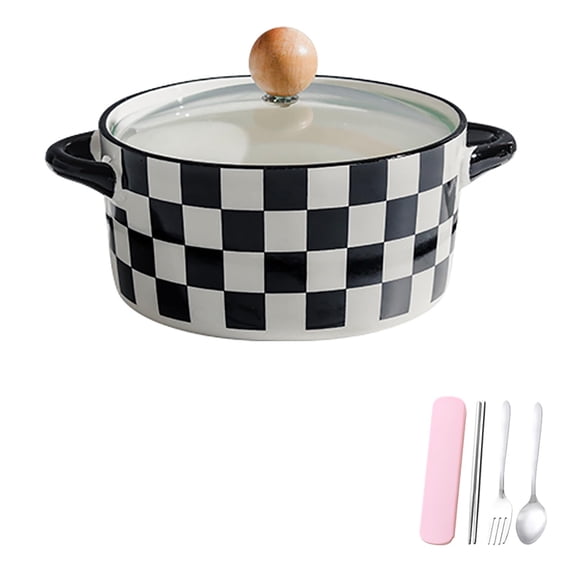 Ceramic Serving Soup Tureen Bowls With Glass Lid, Large Capacity For Home Kitchen Countertop Decoration, Microwave And Dishwasher Safe
