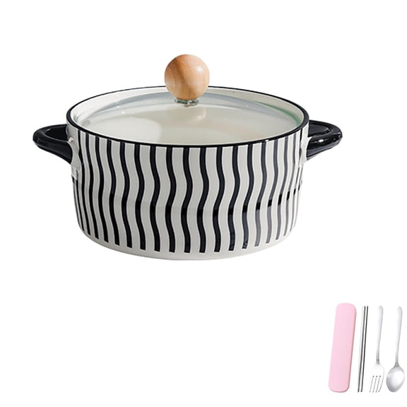Ceramic Serving Soup Tureen Bowls With Glass Lid, Large Capacity For Home Kitchen Countertop Decoration, Microwave And Dishwasher Safe