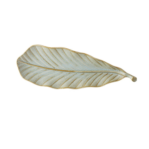 Ceramic Serving Tray Creative CeramicLeaf Shaped Long Platter Oblong Serving Tray For Pastries Breakfast Desserts Elegant Tableware For Home Entertaining Hostess Gift