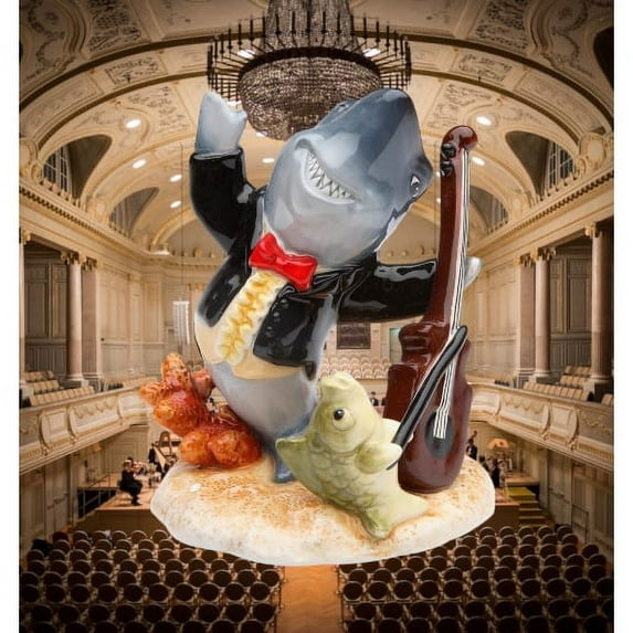 Ceramic Shark Musician Figurine 4.5 inches Shark