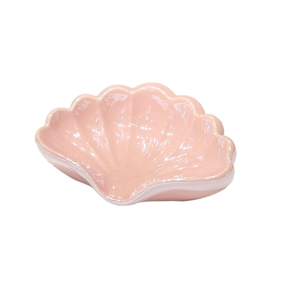 Ceramic Shell Soap Dish Tray with Drainage Holes, Non-Slip Base Bathroom Kitchen Soap Holder, Decorative Soap Box for Sink Countertop Vanity Decoration