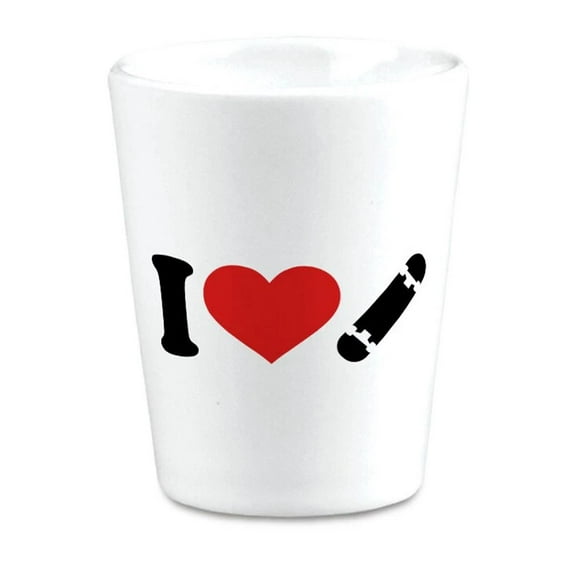 Ceramic Shot Glasses I Love Skating Olympics Bar Supplies Accessories 2 Oz