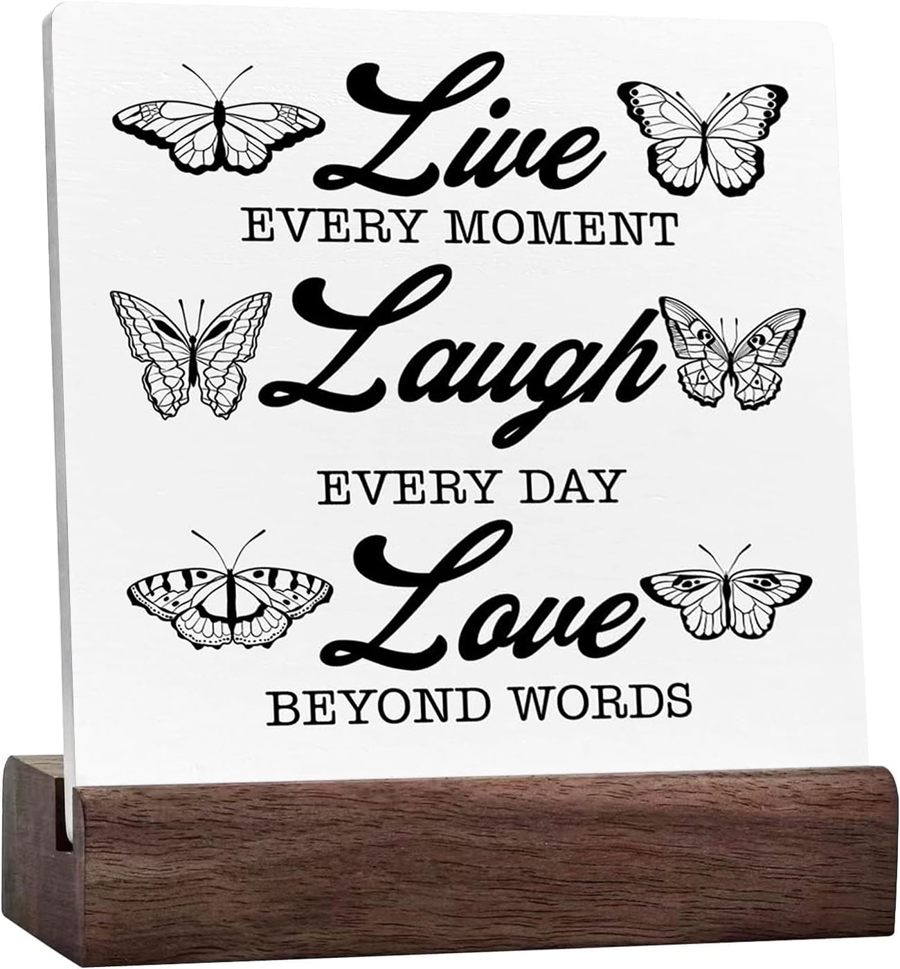 Ceramic Sign 4x4 Inch Affirmations Desk Wooden Sign Decor Live Laugh ...