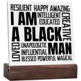 thumbnail image 1 of Ceramic Sign 4x4 Inch Black Men Art Desk Decor African American Decor For Home Office Black King Living Room Decoration Black Man Gifts For Men Resilient Happy Amazing Plaque Sign with Wood Stand, 1 of 7