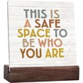 thumbnail image 1 of Ceramic Sign 4x4 Inch Boho Classroom Decor This Is A Safe Space To Be Who You Are Desk Decor Inspirational Ceramic Plaque Table Decor Desk Sign For Classroom Therapy Office Shelf Table Decor, 1 of 7