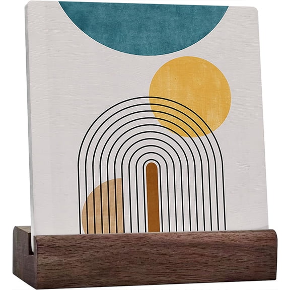 Ceramic Sign 4x4 Inch Boho Sun Rainbow Boho Desk Decor Boho Shelf Decor Yellow Boho Room Decor For Blue Boho Bohemian Sun Sunshine Ceramic Plaque Table Decor Desk Sign For Home Office Room Shelf Decor