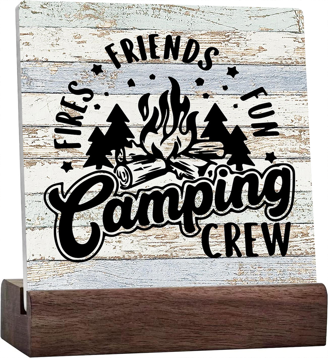 Ceramic Sign 4x4 Inch Camping Crew Ceramic Sign Desk Decor Rustic ...