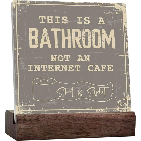 Ceramic Sign 4x4 Inch Ceramic Sign Bathroom Decor Farmhouse Home Decor Ceramic Plaque Sign Desk Decor Shelf Table Decoration For Living Room Dining Room Bedroom Restroom Bathroom This Is A Bathroom