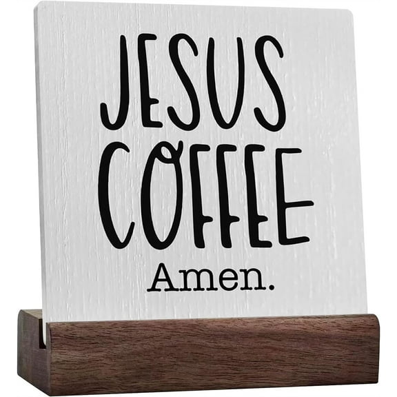 Ceramic Sign 4x4 Inch Christian Coffee Table Decor Rustic Desk Decor Coffee Station Accessories Coffee Bar Sign Farmhouse Coffee Corner Decor Coffee Bar Supplies Kitchen Sign For Home Shelf Countertop