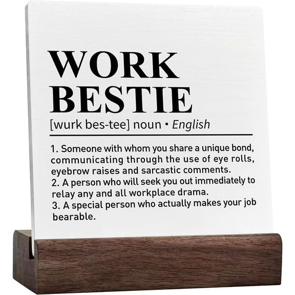 Ceramic Sign 4x4 Inch Colleague To Friend Gifts Work Bestie Definition Retirement Leaving Farewell Going Away New Job Thank You Appreciation Gifts For Colleague Coworker Plaque Sign with Wood Stand