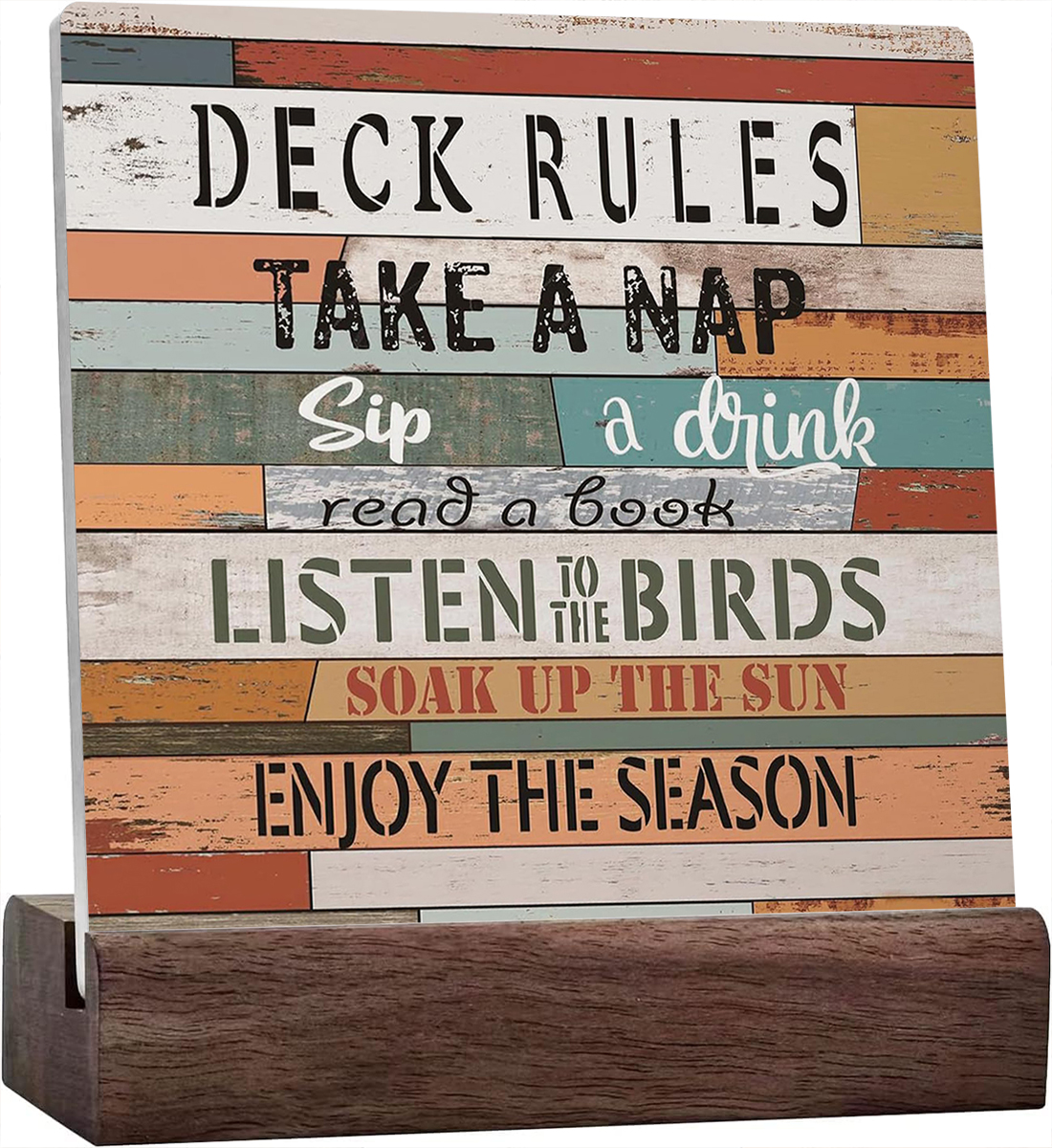 "Deck Rules" Terrassenschild – 30,5x30,5 Cm, Holz-Dekoration Für Garten & Balkon