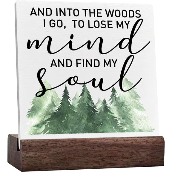 Ceramic Sign 4x4 Inch Farmhouse Camping Plaque Sign with Wood Stand Lose My Mind And Find My Soul Inspirational Camper Decor For Travel Trailers Camping Decorations For Rv Birthday Retirement