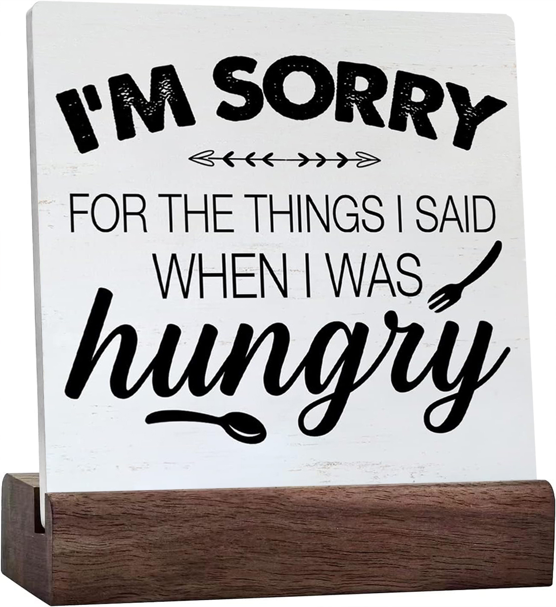 Ceramic Sign 4x4 Inch Farmhouse I Was Hangry Plaque Sign with Wood ...