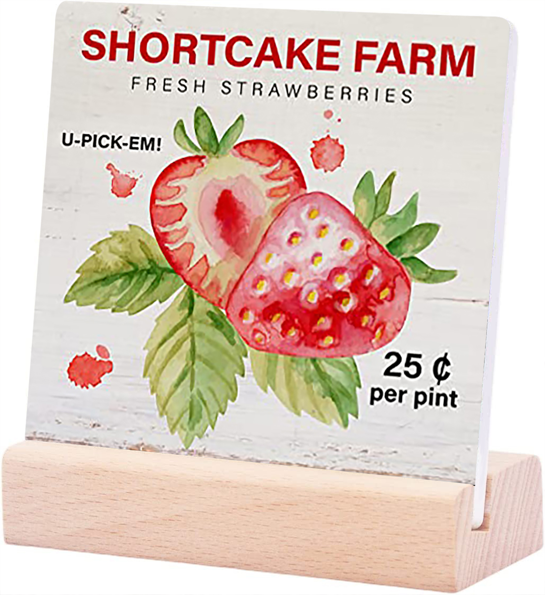 Rustic Strawberry Sign Ceramic Sign 4x4 Inch Farmhouse Strawberry Rustic Shortcake Farm ...