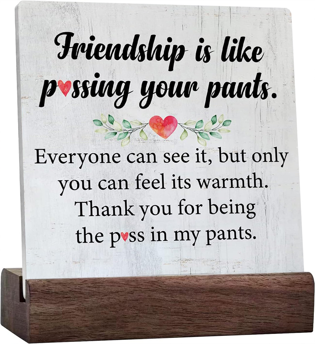 Fun Friend Signs Ceramic Sign 4x4 Inch Friendship Plaque Sign with Wood Stand Rustic ...