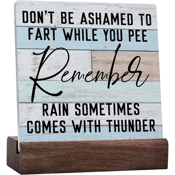 Ceramic Sign 4x4 Inch Funny Bathroom Don'T Be Ashamed To Fart Ceramic Ceramic Desk Sign Home Bathroom Desk Shelf Sign Decoration Ceramic Desk Sign Plaque with Wooden Stand Gift For Women Men