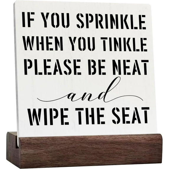 Ceramic Sign 4x4 Inch Funny Bathroom Decor Farmhouse Home Office Decor Bathroom Signs Rustic Half Bathroom Decor Restroom Accessories Desk Decorations Toilet Sign Wood Plaque For Shelf Table Washroom