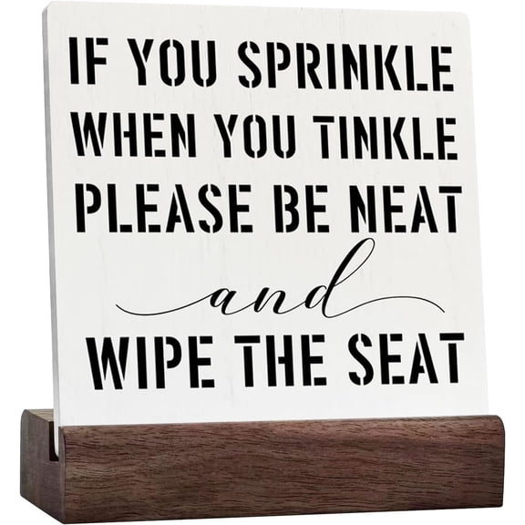 Ceramic Sign 4x4 Inch Funny Bathroom Decor Farmhouse Home Office Decor Bathroom Signs Rustic Half Bathroom Decor Restroom Accessories Desk Decorations Toilet Sign Wood Plaque For Shelf Table Washroom