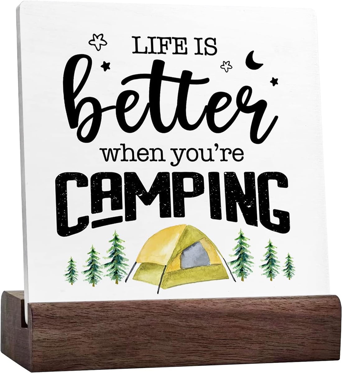 Personalized Camping Wooden Sign - Adult/Couple/Single Parent/Parents with Up to 3 Pets - Gift Idea For Couple/Camping/Dog/Cat Lovers - Welcome To Our Campsite main image 1