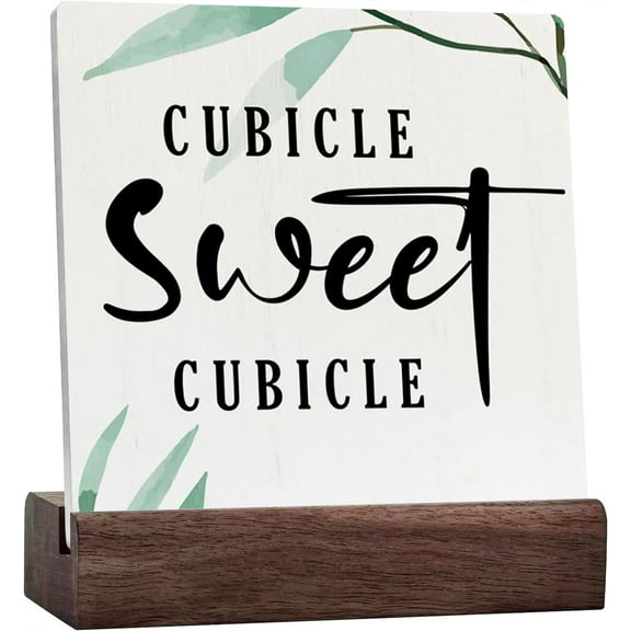 Ceramic Sign 4x4 Inch Funny Farmhouse Office Supplies Cubicle Accessories Rustic Country Desk Decorations Humor Coworker Gifts Home Office Decor Workspace Decorative Wood Plaque For Shelf Tabletop