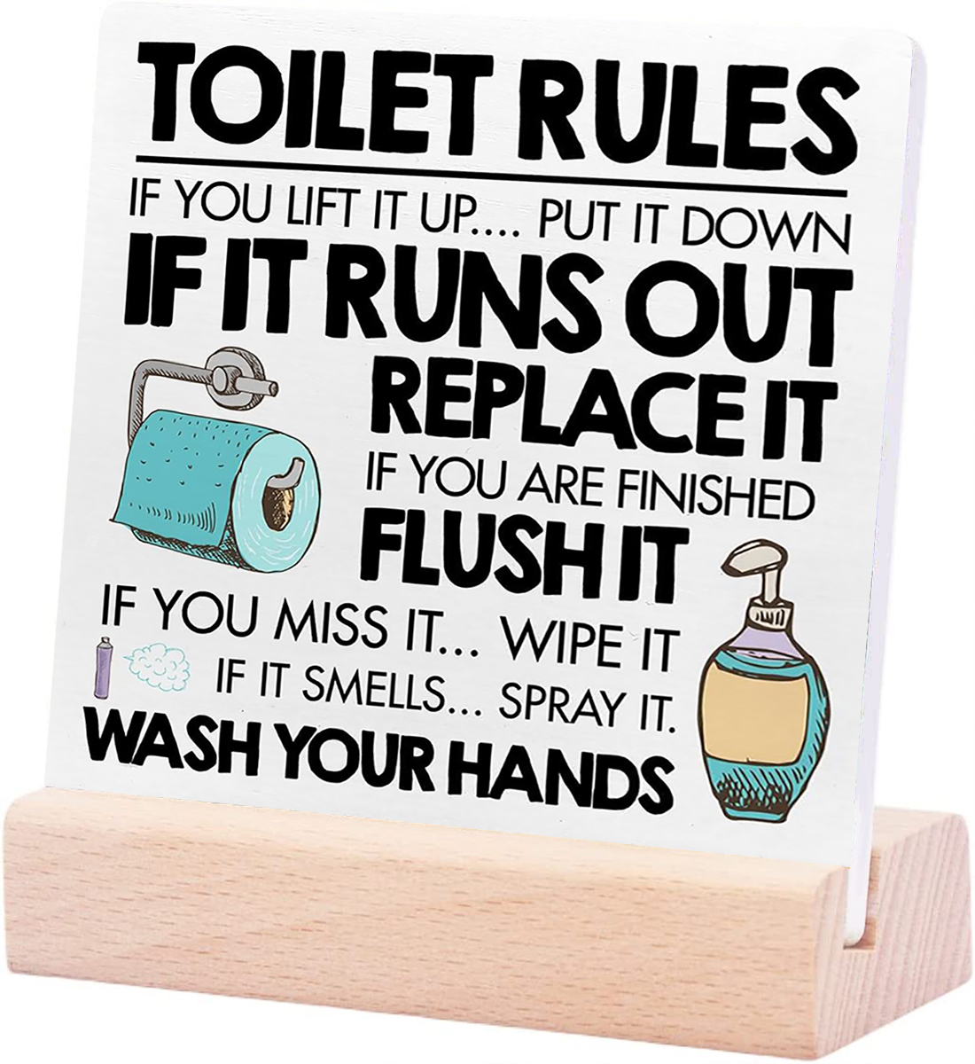 Ceramic Sign 4x4 Inch Funny Toilet Sign Toilet Rules Ceramic Plaque
