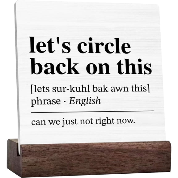 Ceramic Sign 4x4 Inch Humor Office Quotes Meeting Definition Wood Sign Decor Home Office Art Plaque Sign with Wood Stand Farmhouse Decoration For Home Office Shelf Desk Gift For Women Men