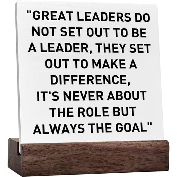 Ceramic Sign 4x4 Inch Leader Thank You Appreciation Gifts For Leader Boss Mentor Teachers Leader Retirement Always The Goal Plaque Sign with Wood Stand Desk Decor Gift For Women Men