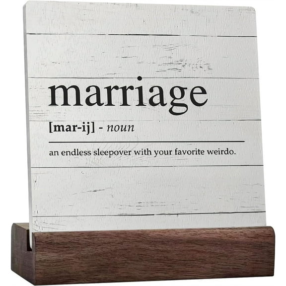 Ceramic Sign 4x4 Inch Marriage Marriage Gifts Wedding Gifts For Couple Newly Wed Gifts For The Couple Funny Wedding Gifts Couples Bedroom Decor Desk Sign Plaque with Wooden Stand Gift For Women Men