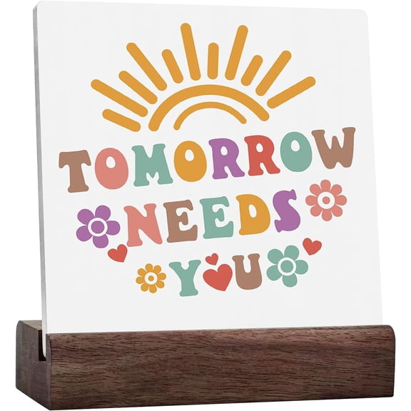 Ceramic Sign 4x4 Inch Mental Health Home Office Decor Positive Affirmations Desk Decor Accessories Mental Health Awareness Positive Gift For Medical Personnel Doctors Table Shelf Counter Decoration