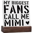thumbnail image 1 of Ceramic Sign 4x4 Inch Mimi Ceramic Sign Home Decor Rustic My Biggest Fans Call Me Mimi Plaque Sign with Wood Stand Tabletop Decoration, 1 of 7
