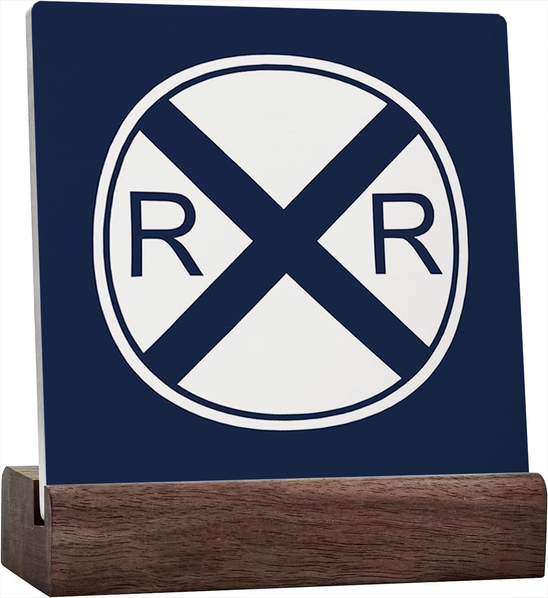 Ceramic Sign 4x4 Inch Navy Railroad Crossing Sign Railroad Crossing ...