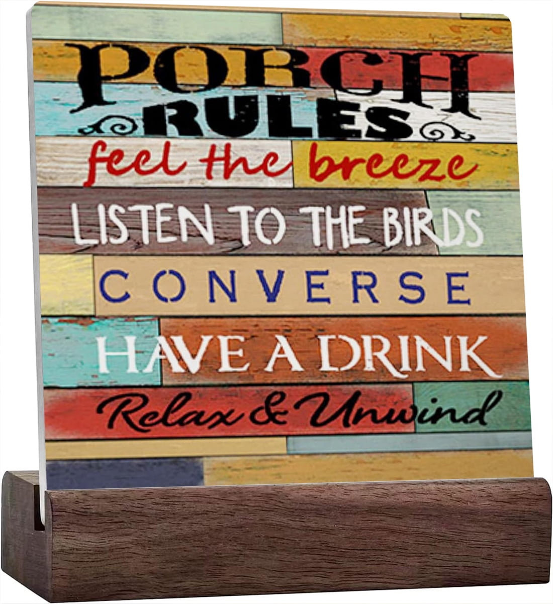 Ceramic Sign 4x4 Inch Porch Rules Sign Outdoor Porch Sign Plaque Sign ...