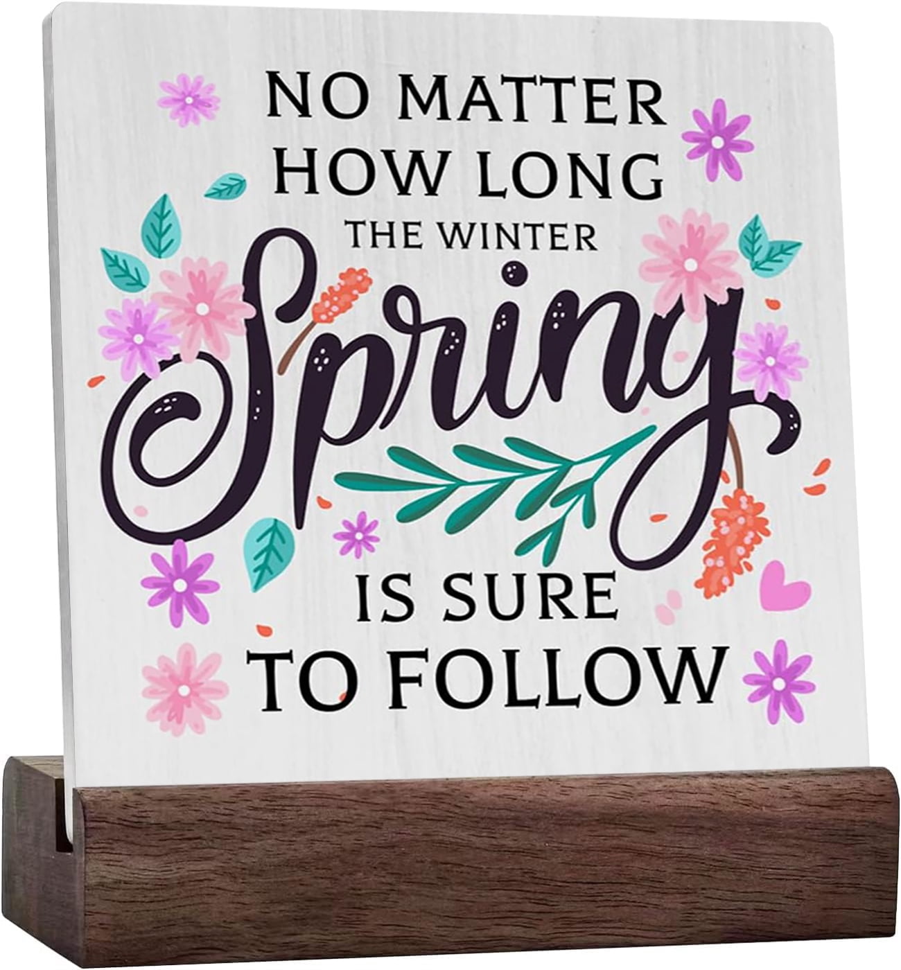 Ceramic Sign 4x4 Inch Positive Spring Rustic Farmhouse Country Home ...