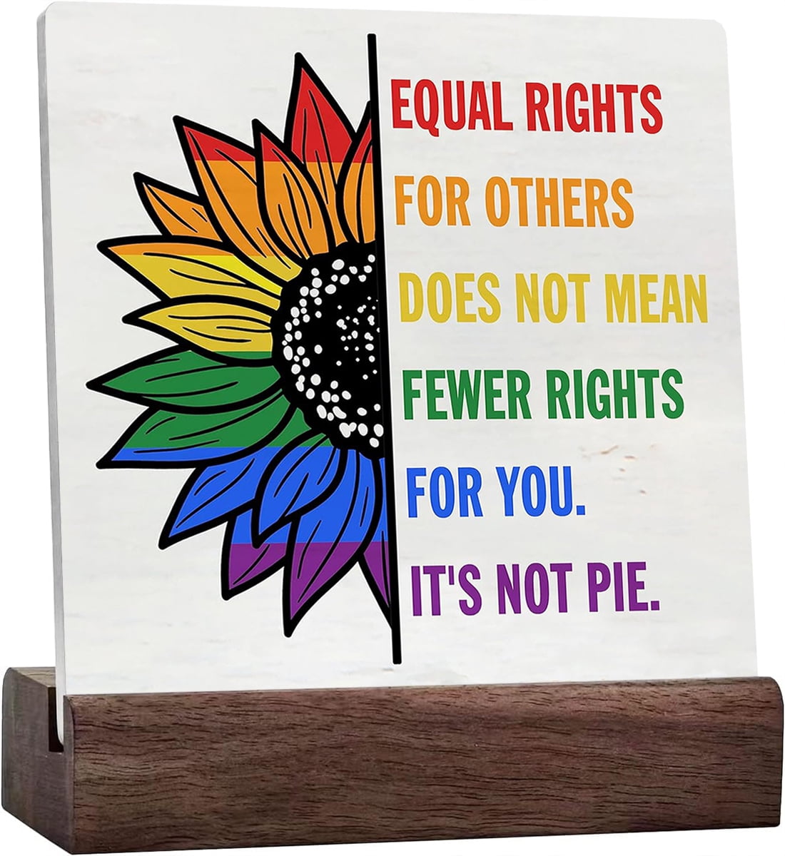 Ceramic Sign 4x4 Inch Pride Plaque Sign with Wood Stand Desk Decor ...