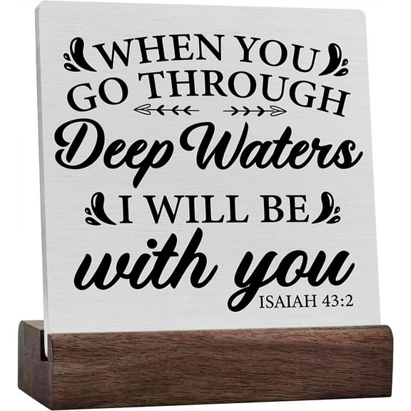 Ceramic Sign 4x4 Inch Quote Bible Verse Plaque Sign with Wood Stand Christian Desk Decor Rustic Isaiah 432 Scriptures Ceramic Plaque Desk Sign Home Office Religious Tabletop Shelf Desk Decoration